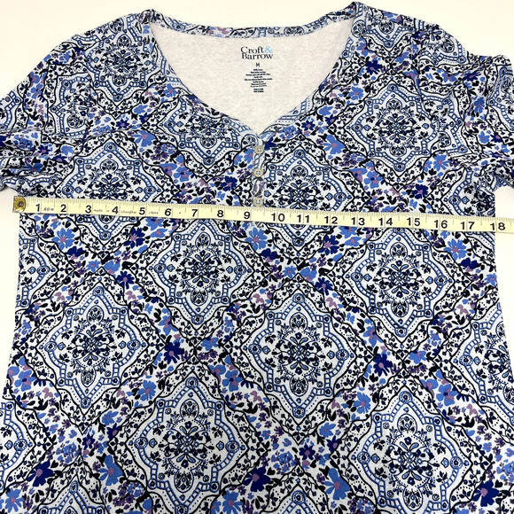 Croft & Barrow® Three Quarter Sleeve Printed Tunic Size M, Blue - Picture 5 of 9